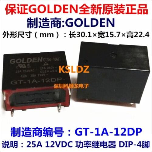 100%Original New GOLDEN GT-1A-12DP 12VDC GT-1A-24DP 24VDC 4PINS 25A Power Relay