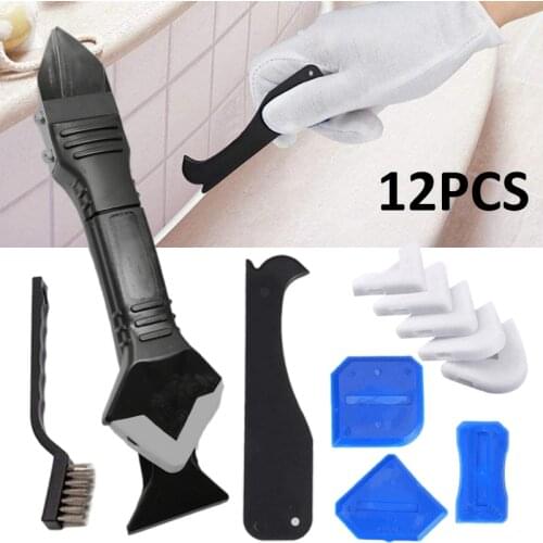 12pcs Silicone Remover Caulk Finisher Sealant Smooth Scraper Grout Kit Plastic Hand Caulking Blister Tools