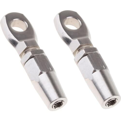 2X Robust 8mm Wire Rope, Cable Clamp With Eyelet Mount, Stainless Silver
