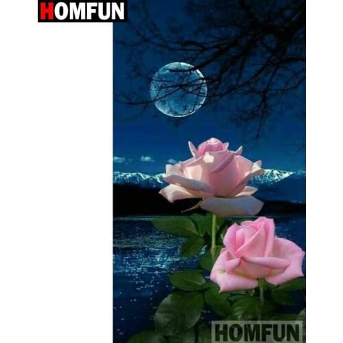 HOMFUN Full Square/Round Drill 5D DIY Diamond Painting "Flower moon" 3D Embroidery Cross Stitch 5D Home Decor A15959