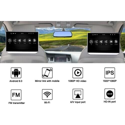 Aotsr 13.3" Android 9 Car Headrest Monitor 1080P HD Radio IPS Touch Screen Bluetooth Display MP5 Video Multimedia Player Wifi
