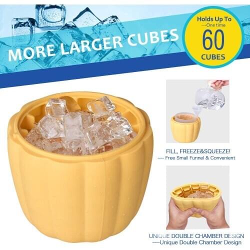Large Cube Silicone Ice Maker Portable Covered Bottled Beverage Cooler Make 60 Pieces Ice Reusable Mold Maker for Cold Drinks