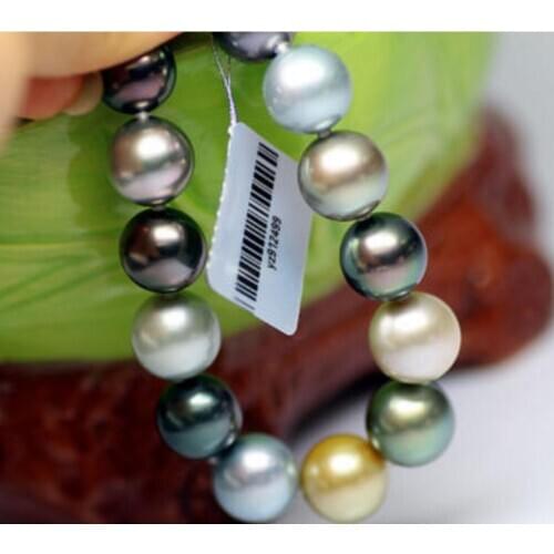 Free Shipping 10-11mm genuine tahitian south seas multicolor pearl bracelet 7.5-8inch