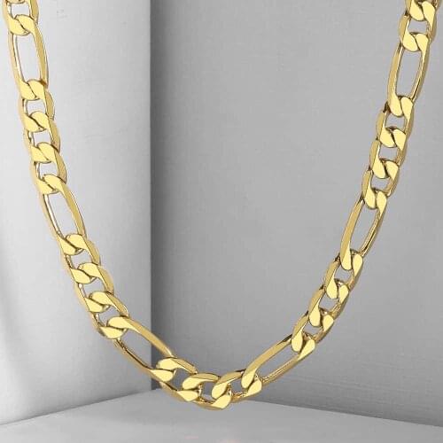 6MM Wide MENS Boys Figaro Necklace Chain Gold Filled GF Fashion Jewelry GN18