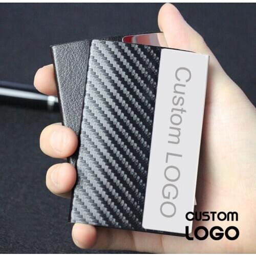 High Quality Slim Pocket Name Card Holder Wallets Metal Case Business Credit Card Protection PU Leather Men Festival Gift