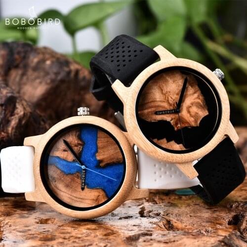 Wooden Watch New Design Mens Wristwatch BOBO BIRD Fashion Top Brand Silica Gel Band Japan Movement Great Gift Box reloj hombre