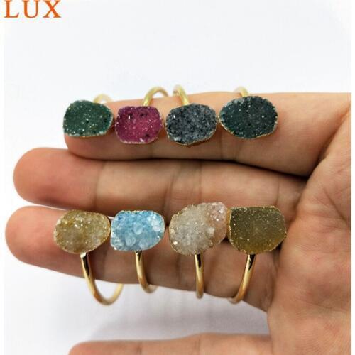 Double Druzy Bangle,Geometric Druzy Boho Chic Bohemian Gypsy Druzy Wrap Gold Druzy Bracelet