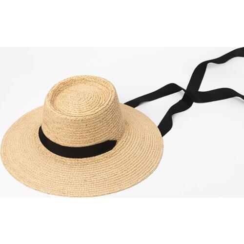 European American new style raffia ribbon bow tie big brimmed hat ladies outdoor travel beach straw hat