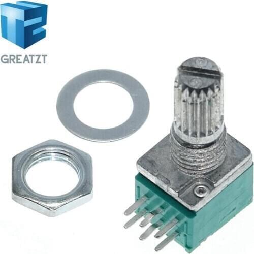 GREATZT 10PCS 6pins RK097N B5K B10K B20K B50K B100K B500K Audio Amplifier Sealed Potentiometer 15mm Shaft