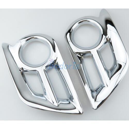 Chrome Car Styling Front Fog Lamp Cover Light Overlay Panel Trim Frame Kit 2012 2013 2014 For toyota hilux vigo Accessories