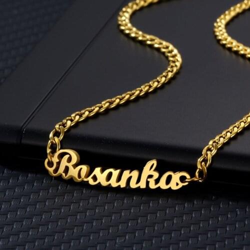 Custom Personalized Stainless Steel Name Necklaces for Men Women Customized 5mm Cuban Chain Nameplate Pendant Necklace Jewelry