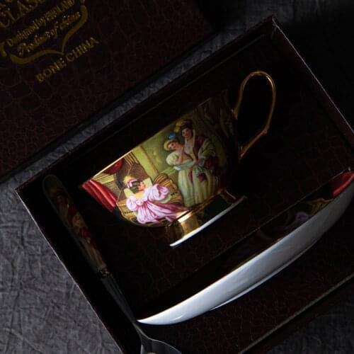 European Bone China Coffee Cup And Saucer Set Ceramic Retro English Afternoon Tea Cup Set