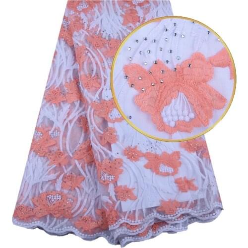 Milk Silk Lace Fabrics 2019 High Quality French Net Lace With Rhinestones New African Tulle Lace Fabrics For Women Dress 1567