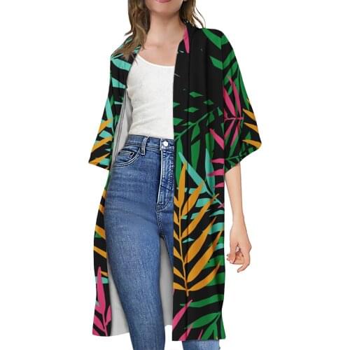OEM Hot Sale Womens Cardigan and Kimono Jacket Polynesian Traditional Tribal Style Ladies Casual Robe Plus Size Loose Top Coat