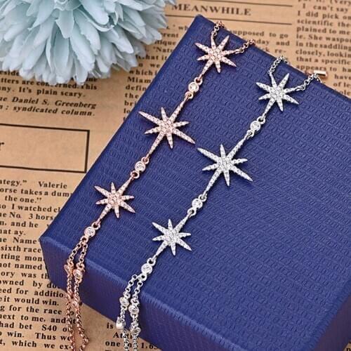 Fashion Crystal Three Meteor David Star Womens Hand Chain Pop Jewelry Zircon Finger Bracelet Pulsera Mujer Zk30