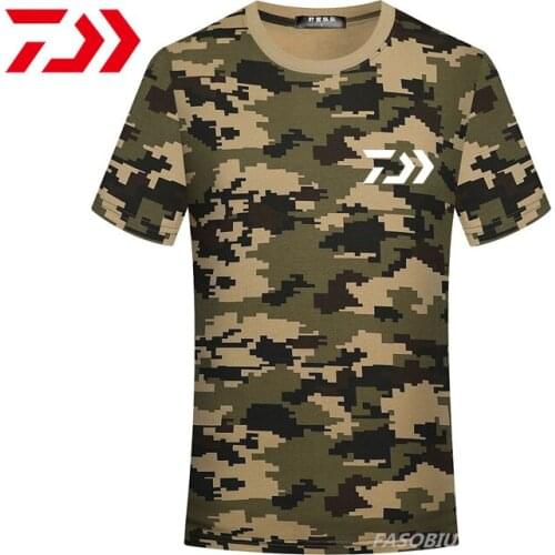 Men Daiwa Fishing T Shirt Summer Man Short Sleeve Camouflage Fishing Clothing Outdoor Sport Breathable Quick Dry Fishing Clothes