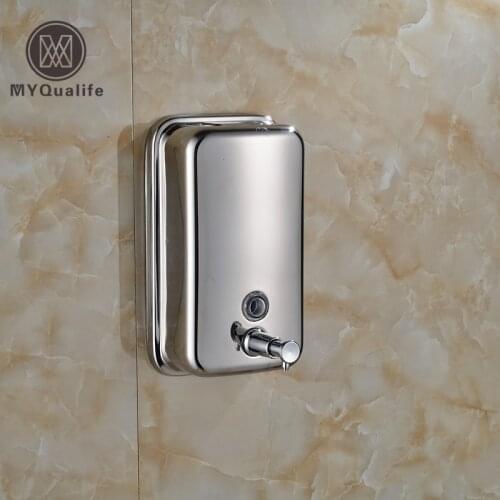 Wall Mount 500ml Stainless Steel Bathroom Shampoo Liquid Soap Dispenser Chrome Finish