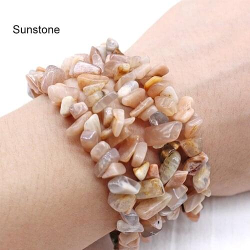 Natural 5-8mm Irregular Sunstone Crystal Gravel Chip Stone Loose Spacer Beads Strands For Jewelry Making DIY Bracelets Necklace