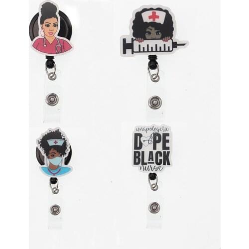 New Style Black Nurse Girls Medical ID Badge Card Pull Reel