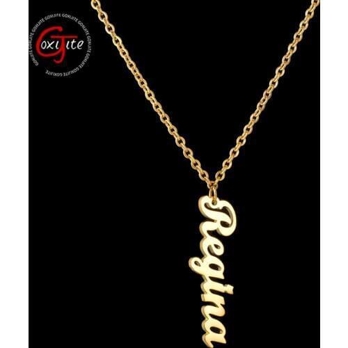 Goxijite Customized Name Necklace For Women Stainless Steel Personalized Letter Gold Adjustable Necklace Pendant Gift