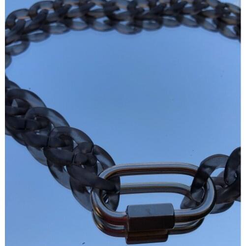 Hip Hop Punk Transparent Colorful Acrylic Chain Lock Necklace For Men Clear Matt Chain Buckle Necklace Jewelry New Fashion Party