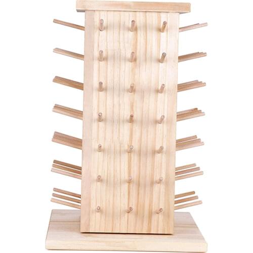 Standing Wooden Thread Holder 360° Embroidery Floss Organizer Sewing Spool Stand Rack Shelf Hair-braiding Rings Earrings