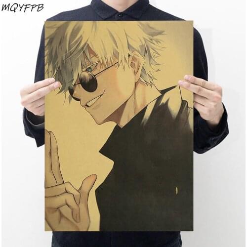 Anime Jujutsu Kaisen Kraft Paper Poster Home Room Bedroom Wall Decoration Painting Core 50.5x35cm
