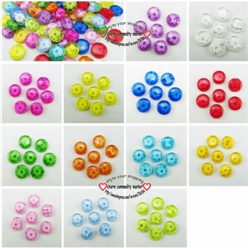 12MM 50PCS FLOWERS Sweate RESIN Buttons Decorative Round Brand Garment PearlButton Coat Fits R-285