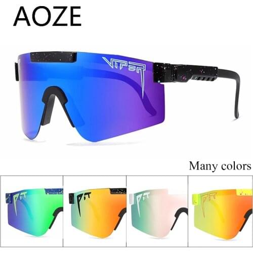 Fashion Classic BRAND Mirrored Blue lens pit viper Sunglasses polarized men sport goggle tr90 frame UV400 protection with case