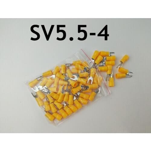 SV5.5-4 Yellow Furcate terminals Cable Wire Connector 100PCS/Pack insulated terminal block 12-10AWG