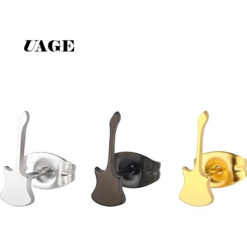 UAGE Stainless Steel Guitar Earrings Rock Girls Women Earings Fashion Musical Instruments Jewelry Ear Studs boucle d'oreille
