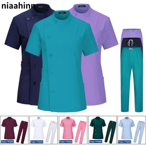 Pet Hospital Workwear Short-sleeved Doctor Nurse Medical Uniforms Dental Clinic Clothes Pharmacist Uniform Tops/Suits Wholesale
