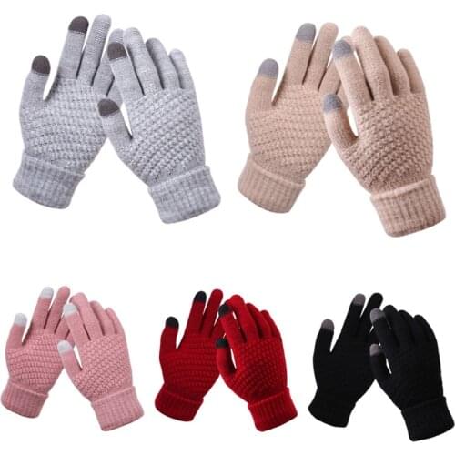 Womens Cashmere Knitted Glove Touchscreen Unisex Winter Gloves Warm Wool Thick Mitten For Mobile Phone Tablet Pad Solid Color