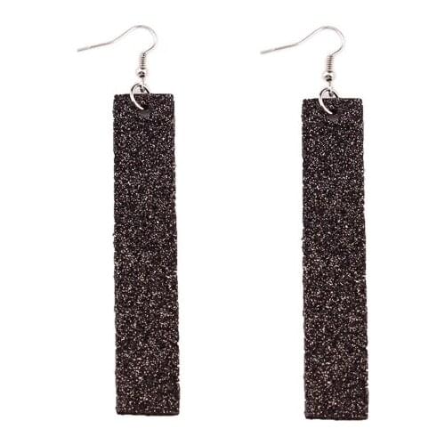 ZWPON Various Colors Vertical Bar PU Leather Glitter Earrings Women Long Leather Rectangle Earrings Jewelry Wholesale