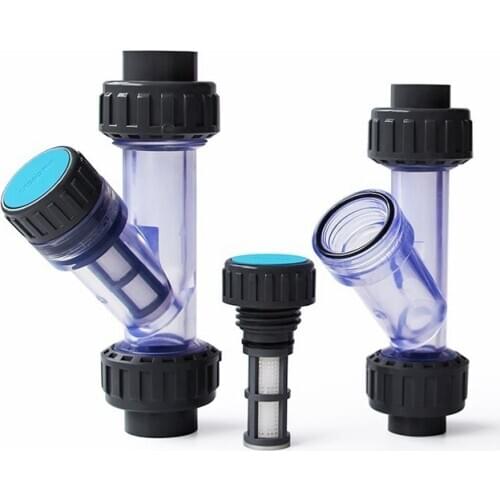 1pc Transparent UPVC Y-Type Filter Aquarium Fish Tank PVC Pipe Connector Irrigation Filters Garden Water Pipe Connectors