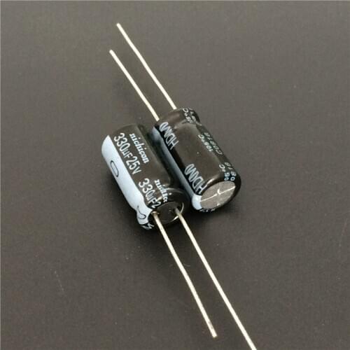 100pcs 330uF 25V NICHICON HD Series 8x15mm super Low Impedance 25V330uF Aluminum Electrolytic Capacitor