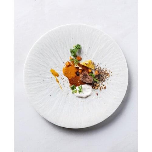 11.5 inch ceramic white orchid steak plate Nordic home dim sum salad meal plate hotel high-end white matte glazed tableware