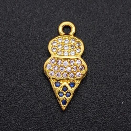 15x8mm 100% CZ Zircon DIY Jewelry Ice Cream Charm Pendant Wholesale Jewellery Accessories Jewellwery Finding Supplies