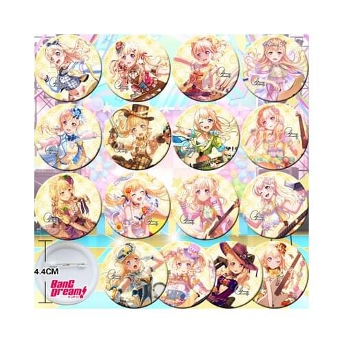 16Pcs Anime BanG Dream! Hikawa Hina Maruyama Aya Cosplay Bedge Collect Backpack Bags Badge Button Brooch Pin Souvenir gift