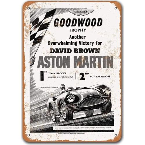 1956 Aston Martin Goodwood Trophy Vintage Tin Signs Cars, Sisoso Metal Plaques Poster Pub Man Cave Retro Wall Decor 8x12 inch