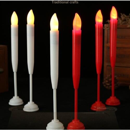 4PCS Electric 24cm Long Candles Frameless Red Yellow led Tea Light 2AAA Bedside Table Desk Night Lamp Portable Travel Pray Light