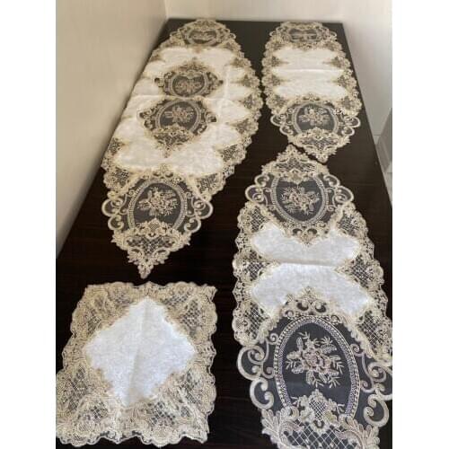 5 Parça Fransız Dantelli Kadife Salon Takımı