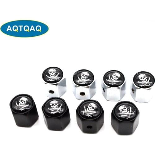 5 Pcs/Set Car Styling Zinc Alloy Anti-theft The Skull Of Pirate Logo Car Tire Valve Caps Wheel Tires Tire Stem Air Cap Airtight