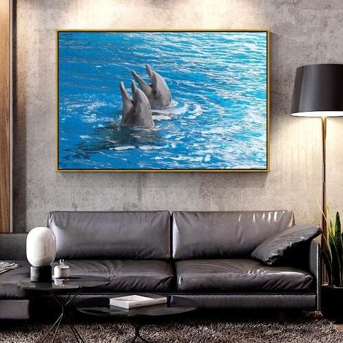 Artcozy Oil Canvas Painting dolphins-couple For Home Decoration Wall Art