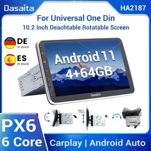 Dasaita 1 Din Android 10.0 TDA7850 10.2" IPS Universal Car Radio Nissan Toyota Auto Stereo GPS Navigation Carplay 4G 64G BT 5.0