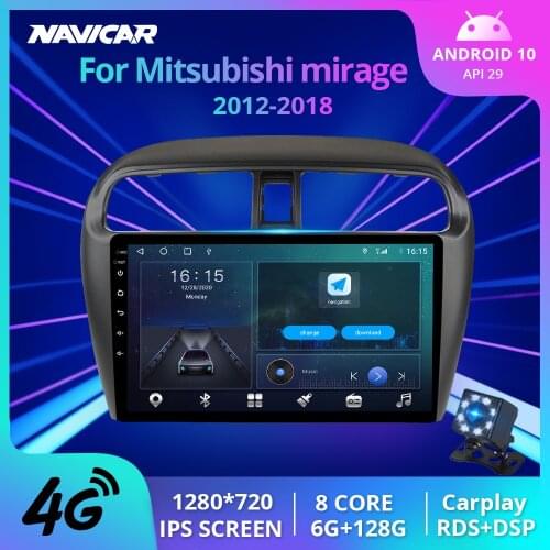 2DIN Android 10.0 Car Radio For Mitsubishi Mirage Attrage 2012-2018 GPS Navi Navigation GPS Auto Stereo Multimedia DSP Car DVD