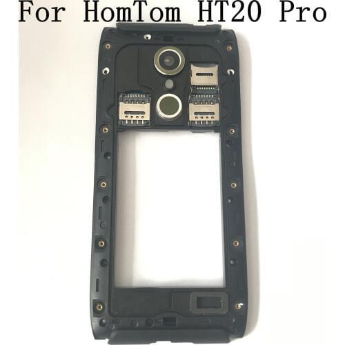 Used Back Frame Shell Case + Camera Glass Lens+SIM Card Reader Holder Connector Whit Screws For HomTom HT20 Pro