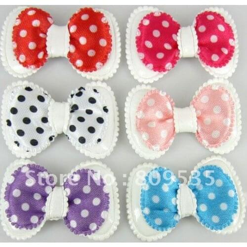 Free Shipping 120pcs Mixed Polka Dots Ribbon Bow Hair Clips For Scrapbooking