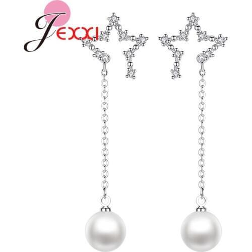 Big Promotion Fashion Jewelry Dangle Earrings 925 Sterling Silver Shiny Cubic Zirconia Trendy Earrings For Woman/Lady/Girls