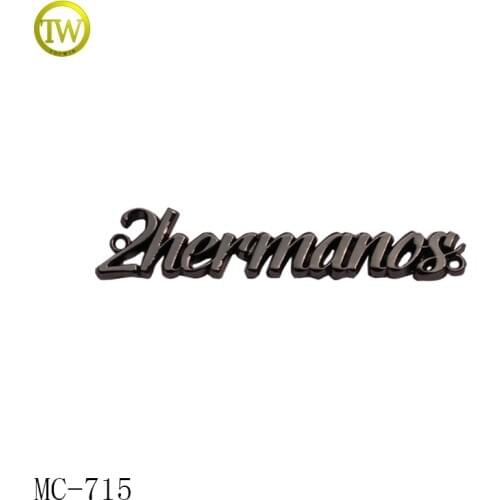 Black Garment tag metal logo label Metal Name Tags for clothing